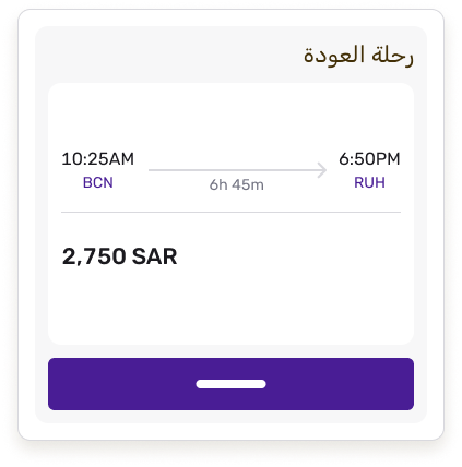 اختر رحلة العودة من خطوط مختلفة