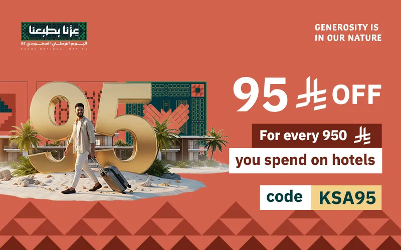 95 SAR discount for every 950 SAR you pay on hotels